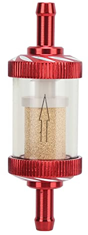 Shanrya Motorrad-Benzinfilter, Carving Hitzebeständigkeit Motorrad-Kraftstofffilter Inline-Kraftstoff-Gas-Filter Gas-Kraftstoff-Filter für Motorräder mit 6 mm Durchmesser(rot)