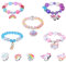 Aucuu 10 Stück Einhorn Armband Ring Set Mädchen Bunte Regenbogen Einhorn Perlen Armband mit Verstellbaren Ringe für Mädchen, Kinder für Geburtstagsfeier Gefälligkeiten Geburtstag Zubehör