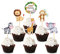 Blumomon 24Pcs Jungle Safari Animal Cupcake Toppers Happy Birthday Cake Decor for kids Wild Jungle Animal Theme Party Supplies Celebrating Party Events Baby Shower Party Supplies