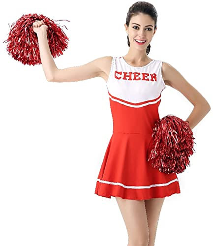 runnerequipment Cheerleader Kostü Damen, Cheerleading Uniform für Erwachsene, Cheerleading Rollenspiel Outfit Set, Verkleidung für Party Bühne