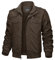 KEFITEVD Blouson d’aviateur, à col montant, convient aux hommes, léger et coupe-vent, pour mi-saison, automne et hiver, en coton, style militaire/bomber/cargo, café, L