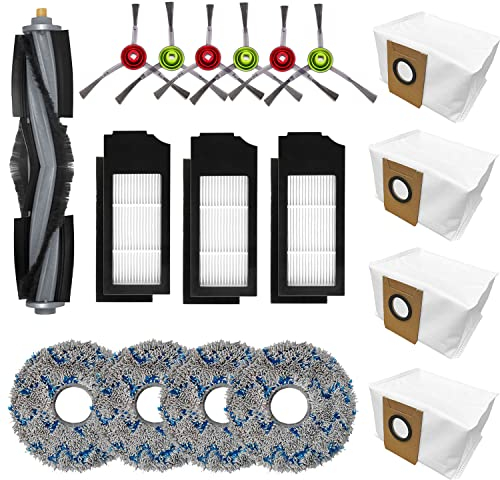 Kit di accessori di ricambio per aspirapolvere Ecovacs Deebot X1 Turbo/Omni Robot, 1 spazzola principale, 6 spazzole laterali, 3 filtri Hepa, 4 panno per mocio, 4 sacchetti per la polvere