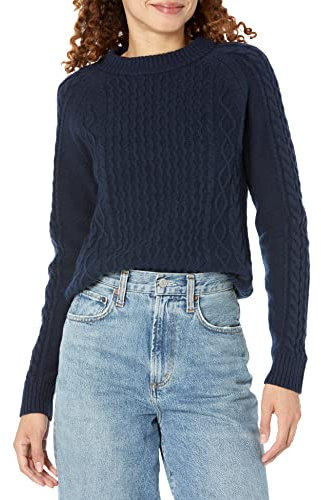 Amazon Essentials Jersey de Espigas Mujer, Azul Marino, L