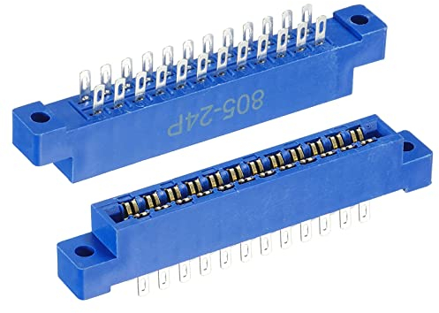sourcing map 2 Stück Kartenkante Verbinder Blau Sockel 24 Stifte Lötöse 3.96mm Pitch für Leiterplatte Arcade