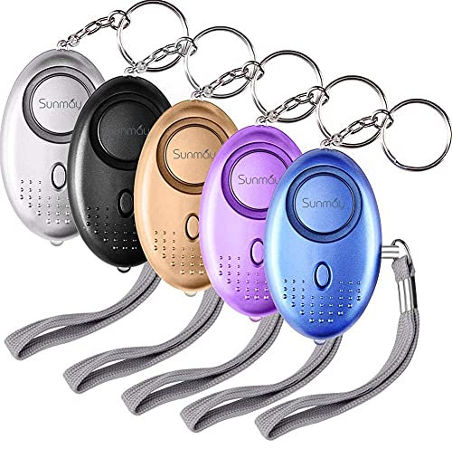 Taschenalarm 140db Personal Alarm Schlüsselanhänger mit Taschenlampe, Panikalarm Persönliche Sicherheit Frauen, Kinder, Senioren 5 Stücke