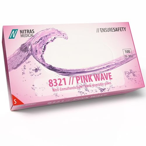 NITRAS Disposable Nitrile Gloves S, Light pink (100 pcs.)