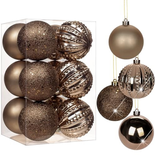 8CM Weihnachtsdeko Weihnachtskugeln, 12 Stücke Bruchsiche Christbaumkugeln Ornamente Weihnachtsbaumschmuck für Weihnachtsbaum Christbaumkugeln Weihnachtsdekoration Kugeln