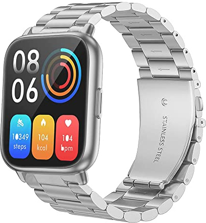 Blueshaweu Metal compatible con RUIMEN H1 Smartwatch,Pulsera de acero inoxidable compatible con pulsera RUIMEN H1 1,69 pulgadas Smartwatch