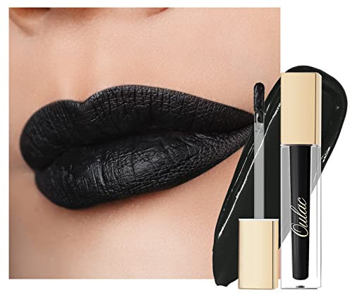Oulac Black Lipstick Matte Liquid Halloween Makeup - Long Lasting Matte Lip Gloss, Highly Pigmented Lip Stain, Full-Coverage, Waterproof with Vitamin E & Rose Oil, Vegan, Cruelty-Free, M23