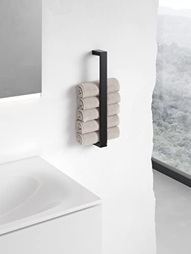 KEUCO Handtuchhalter aus Metall, Hochglanz-verchromt, einarmig, vertikal, 49,3cm hoch, für Badezimmer und Gäste-Toilette, Wandmontage, Edition 11 (Schwarz)