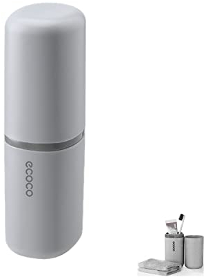 MIEJMJIA - Reise Wasser Becher Set,Zahnbürste Etuis,Zahnbürstenhalter für Zahnbürsten und Zahnpasta,Zahnputzbecher, Geeignet für Camping Reisen, Geschäftsreisen (grau)
