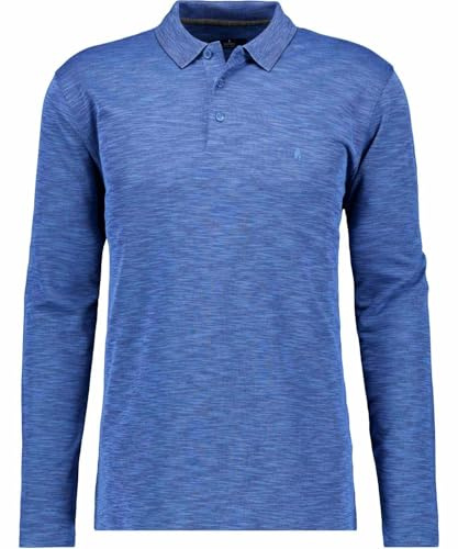 RAGMAN Herren Softknitpolo Flammdesign, Langarm Blau-Melange-765, 3XL