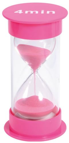 ATC Handels GmbH Sanduhr groß mit verschiedenen Zeitabläufen - von 30 Sekunden bis 30 Minuten - Maße: 12 x 6,5cm - Stundenglass, Zeituhr, Eieruhr, Stundenmesser, Zeitmesser mit Sand (pink, 4 min)