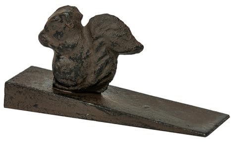 Woodside Heavy Duty Cast Iron Decorative Squirrel Door Wedge Stop, Doorstopper/Jammer, Fun Novelty Design