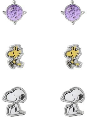 Peanuts Snoopy & Woodstock Frauen Ohrstecker-Set weiß/gelb Metall Fan-Merch, TV-Serien, Zeichentrick