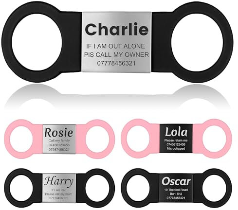 YEHANTI Medaille Chien avec Gravure Personnalisée - Silencieux Silicone Médaille Chien et Chat Identification Gravure Prénom Adresse Tel, Pas de Médaille Chien Gravée Jingle (S, Argent-Noir)
