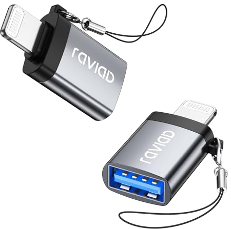 RAVIAD Lightning auf USB Adapter, iPhone USB Stick Adapter Kompakter USB 3.0-OTG-Adapter für iPhone/i-Pad, Unterstützt Flash-Laufwerk, Hubs, MIDI Keyboard, Maus, Tastatur, Kamera, Kartenleser
