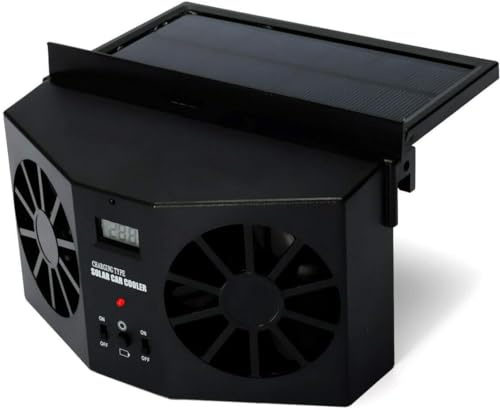 KACEPAR - Ventilador de escape de coche con energía solar, ventilador de radiador para ventana delantera/trasera, 2 W, ABS, color negro