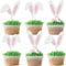 24 Stück Hasenohren Tortendeko Glitzer Wimpern Nase Pfote Cake Topper Happy Easter Kuchen Deko for Ostern Kaninchen Thema Baby Dusche Kinder Geburtstag Party Rosa Weiß