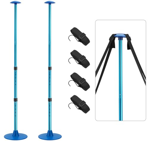 KOMCLUB Bootsabdeckungsstützen, verstellbare Aluminium-Teleskop-Bootabdeckungs-Stützsysteme mit Gurtband 4 Riemen, Universalpassform, für persönliche Wasserfahrzeuge, 4 Abschnitte, blau