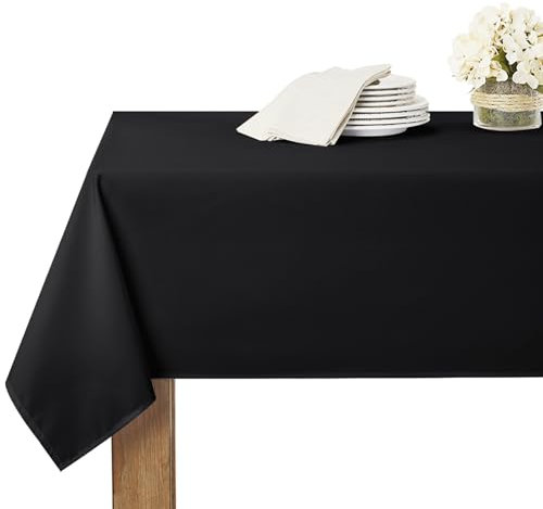RYB HOME Nappe Table Basse - Nappe 140x240 cm Noire Rectangulaire Imperméable Anti Tâche Facile à Entretien pour Decoration Halloween Salon Cuisine Jardin Garden Multi-Usages