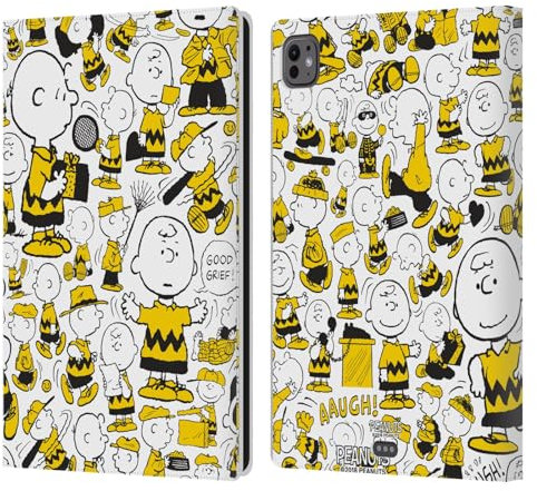 Head Case Designs sous Licence Officielle Peanuts Modèles 3 Charlie Brown Étui Portefeuille en Cuir Compatible avec Apple iPad Pro 11 M4/M5 2024/2025