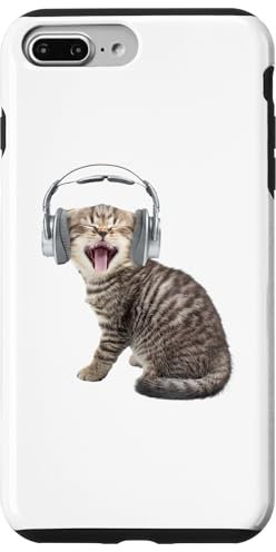 iPhone 7 Plus/8 Plus Singing funny cat in headphones listening music Case