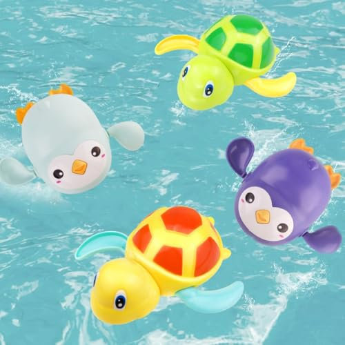 Voarge 4 Stück Baby Badespielzeug,Baby Badespielzeug Wasserspielzeug, Schwimmende Baden Spielzeug Pool Badewannenspielzeug Uhrwerk Badewanne Spielzeug