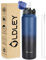 OLDLEY Stainless Steel Water Bottle with Straw 1L Vaccum Insulated Large Drink Flask Metal Water Bottles 1 Litre Leakproof Keep Drinks Hot Cold for Sports Gym Travel Adult Women Men(Blue Black, 1 Lid)