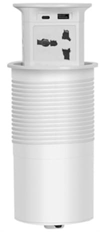Pop Up Sockets with 15W Wireless Charging + U*B + Type-C, Recessed Hidden Pop Up Plug Socket for Kitchen Worktops, 100mm Hole,White