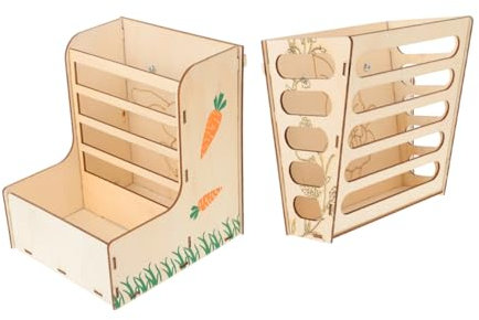 Sosoport 2-in-1 Heu Rack Feeder Feste Stil für Tiere Holz Zubehör für