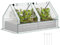 Outsunny Raised Garden Bed with Mini Greenhouse, Outdoor Metal Planter Box with Cover, for Herbs and Vegetables, Use for Patio, Garden, Balcony, White and Dark Grey