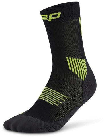 CEP 5.0 Mid Cut Kurze Laufsocken für Herren Größe 39-42 – Laufsocken mit Kompression für schnellere Regeneration & blasenfreies Laufen – Running Socks für optimale Durchblutung – Schwarz/Lime