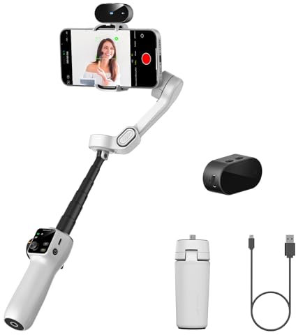 AOCHUAN Gimbal Stabilizer for Video Recording, Smartphone 3-Axis Smartphone Gimbal with AI Tracking Sensor for Vlogging,7.8' Extension Rod,Trigger Button,YouTube Tiktolk(Smart V8 AI White)
