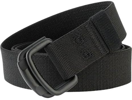 Myxon Gürtel Für Männer Doppel -metallschnalle -gürtel Elastizier Nylon Elastischer Männer Trendiger Freizeitgürtel Leinwand Geflochten-schwarz-120 cm