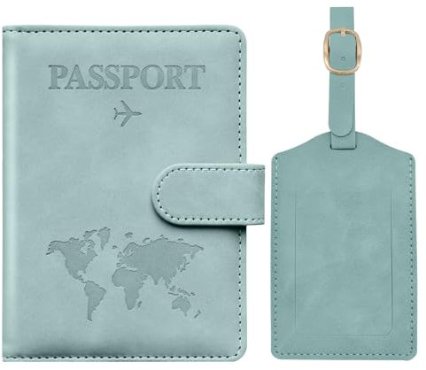 Toctax Porta Passaporto da Viaggio ed Etichette per Valigie Aereo, Custodia Passaporto Italiano, Portapassaporto da Viaggio Donna ed Uomo, Passport Holder (Azzurro chiaro)