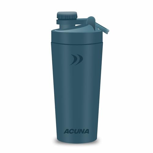 ACUNA Stainless Steel Shaker Bottle - 600 ml | Protein Mixes Insulated Metal Protein Shaker, Premium Double Wall Supplement Shakes Shaker, BPA free Leakproof Hot & Cold Drink Bottle (Ivory Grey)