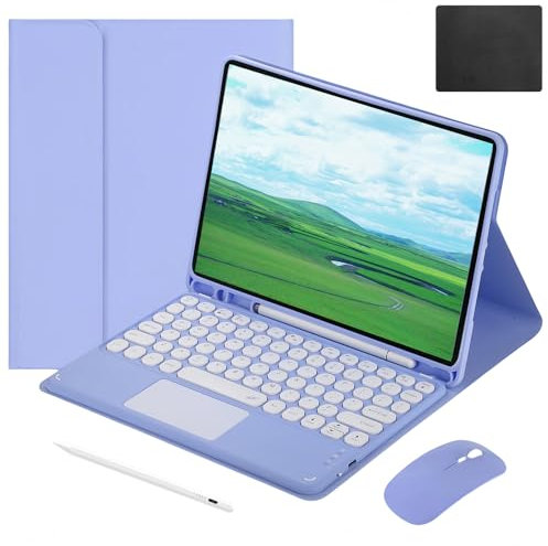 Funda con Teclado para Samsung Galaxy Tab A7 Lite 8.7 Pulgadas Modelo (SM-T220/T225/T227) 2021 con Ratón, Touchpad Magnético Teclado Inalámbrico Desmontable con Lápiz