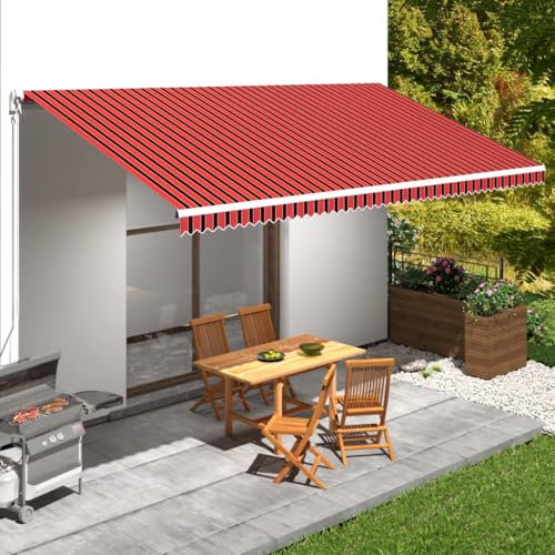 Toldo de lona para césped y jardín, vida al aire libre, ventana y puerta, lona naranja y marrón, 600 x 300 cm