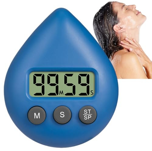 Digital Shower Timer Waterproof,Digital Shower Clock,Bathroom Clock Waterproof,Energy Saver D/igital Timer,Toilet T/imer,Toothbrush T/imer, Bathroom C/lock Water Drop Shape,Cooking Ti/mer,Blue