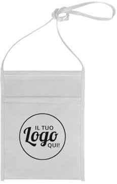 pubblienne 50 Tasca Portabicchieri Personalizzata con Logo o Scritta - Sacca Porta Calici in TNT Personalizzabile Stampa Monocromatica - Porta Bicchieri Idea Regalo (Bianco, 50 Personalizzato)