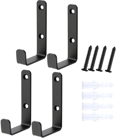 Vxcvzv 4PCS Heavy Duty Hooks, Black Ladder Hook for Garages Storage,Walls Hooks Heavy Duty for Tools, Workshop, Shed, L Shaped (Black)