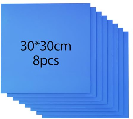 Pannello di compensato colorato da 3 mm, materiale laser, 8 pezzi, 30 x 30 cm, compensato colorato, senza verniciatura, per modellismo, incisione laser (blu)