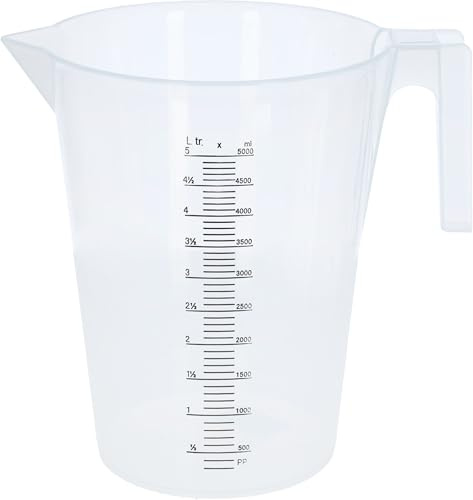 Kerbl Recipiente de medición de plástico de 5 litros con escala, apilable