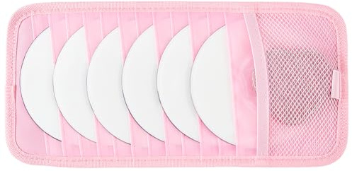 CREATCABIN Pink Car CD Case Holder DVD Vehicle Visor Storage Organizer with 12 DVD Storage Sleeves 1 Mesh Pocket 1 Pen Holder and Elastic Strap Multi-Function Sun Visor Organizer for Cars 12.6x6Inch