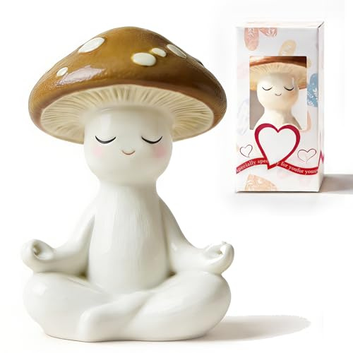 Meditation Pilze Figuren Aesthetic Room Decor Kleine Lustige Geschenke für Fraue Süße Sachen Zen Yoga Pilze Zubehör Skulptur Home Deko für Wohnzimmer,Schlafzimmer,Büro,Flur,Garten und Wohnung