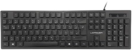 LC-POWER LC-KEY-903DE USB-Tastatur | Kabelgebunden | 105 Tasten QWERTZ | Schwarz | Plug & Play | Büro- und Alltagstastatur