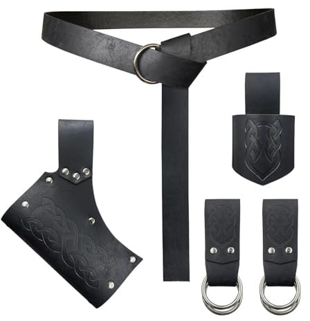 FewNvWa Mittelalterlicher Rittergürtel Rollenspiel Kostüm Gürtel Frosch Pu Beutel Vintage Handgefertigt für Männer Frauen Maskerade Bühne Festveranstalt, Style A