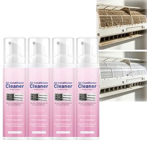 Spray detergente schiumogeno senza risciacquo per serpentine condizionatori, multifunzionale pulisce schiuma condotti dell'aria condizionata, pulisce bocchette condotti, rimuove polvere odori (4PCS)