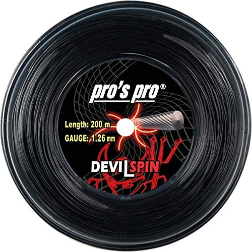 Pro 's Pro Diablo Spin cuerda para raqueta de tenis 200 m reel – 1,26 mm), color negro